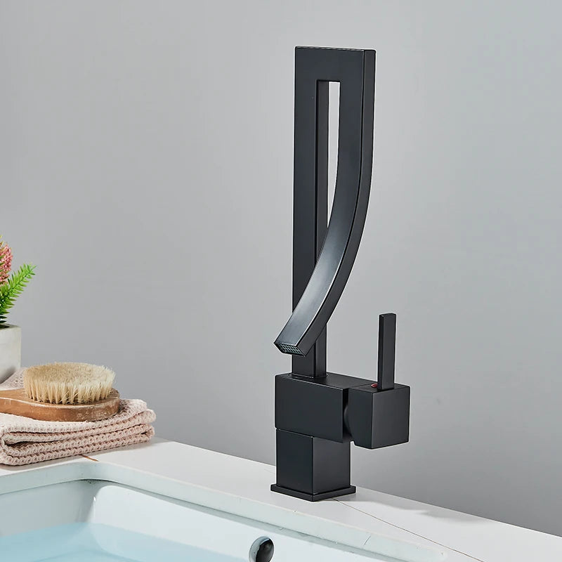 MYQualife Brass Deck Mounted Bathroom Basin Faucet Mixer Tap