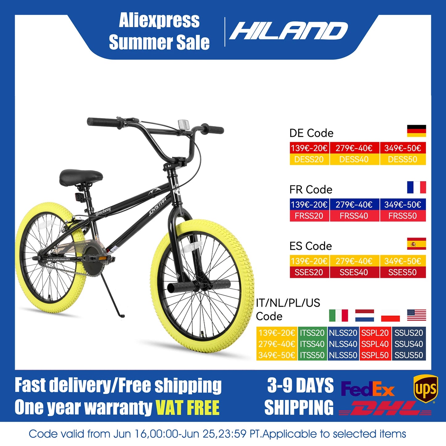 JOYSTAR Brockway Freestyle Kids BMX Bike For Beginners 2 Pegs
