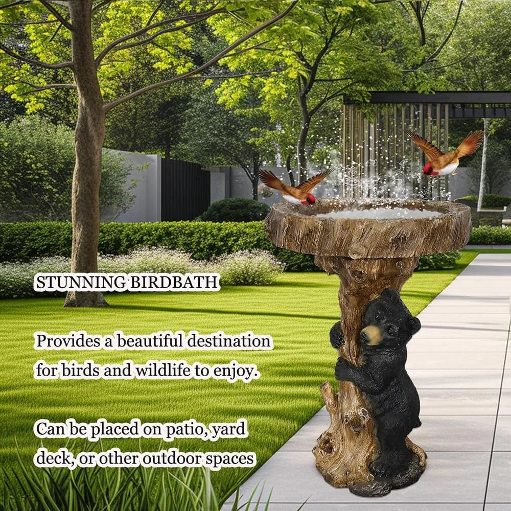 Hamiedun Pedestal Bird Bath For Garden Outdoor Resin Fiber