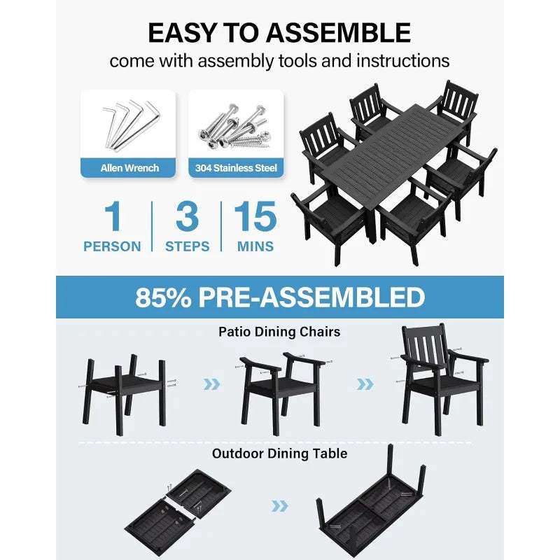 Patio Table Set 7 Piece Outdoor Dining Furniture For Deck