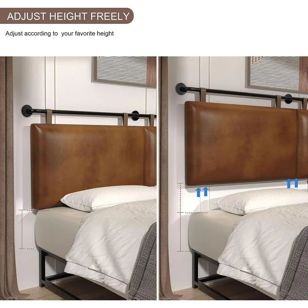 DAFIFY Wall Mounted PU Leather Headboard Industrial Pipe Design for Bed