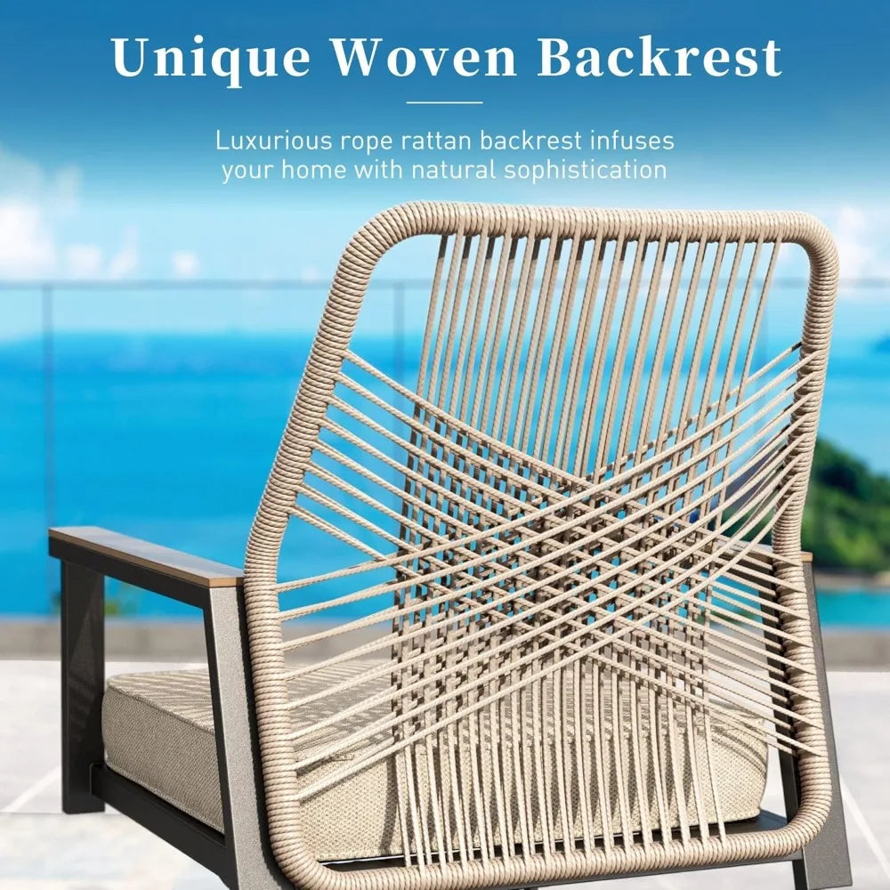 7-Piece Patio Dining Set With Woven Rattan Chairs And Cushions