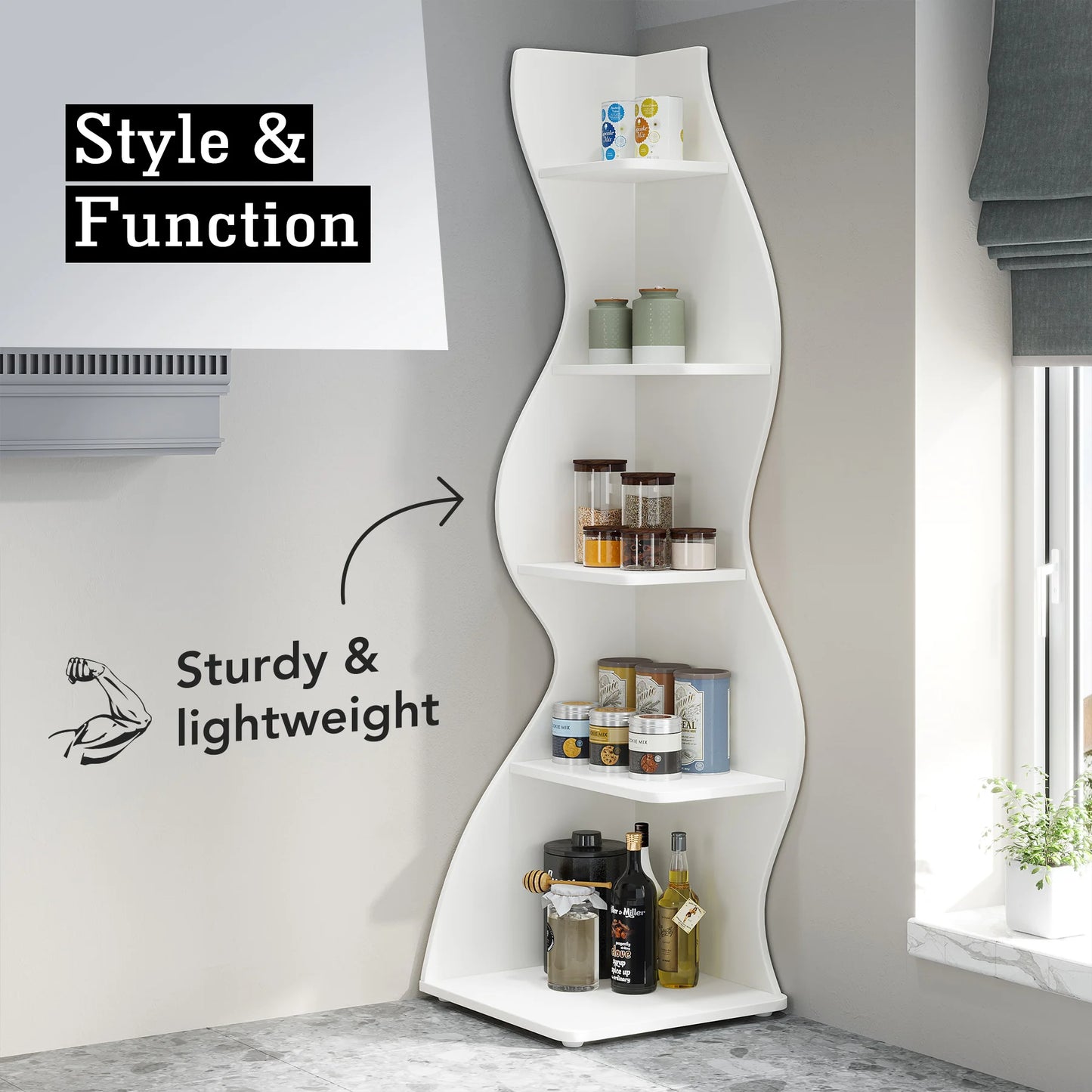 Tribesigns 5-Tier Corner Shelf Wall Bookcase Plant Stand