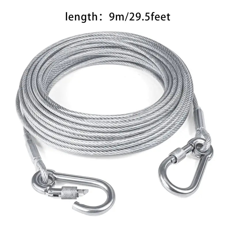Double Headed Dog Tie Out Cable Leash Stainless Steel Buckle