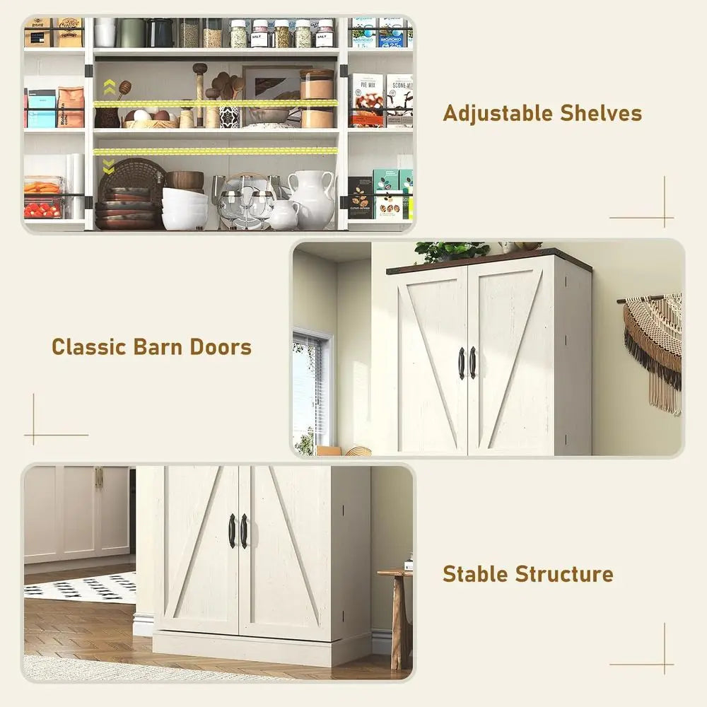 LISM Armhouse Kitchen Pantry Cabinet With Adjustable Shelves