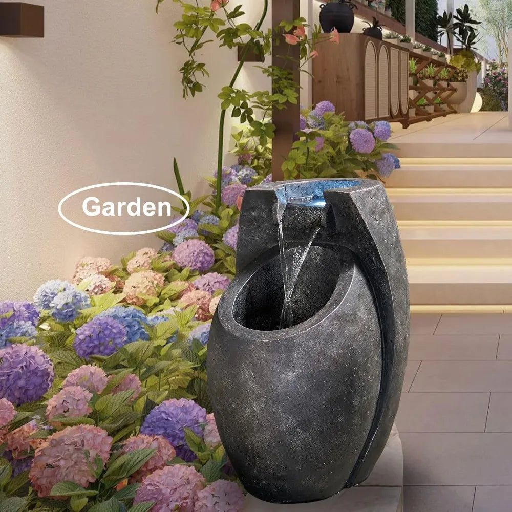 NHCozy Home Modern Two Tier Floor Fountain Indoor Outdoor