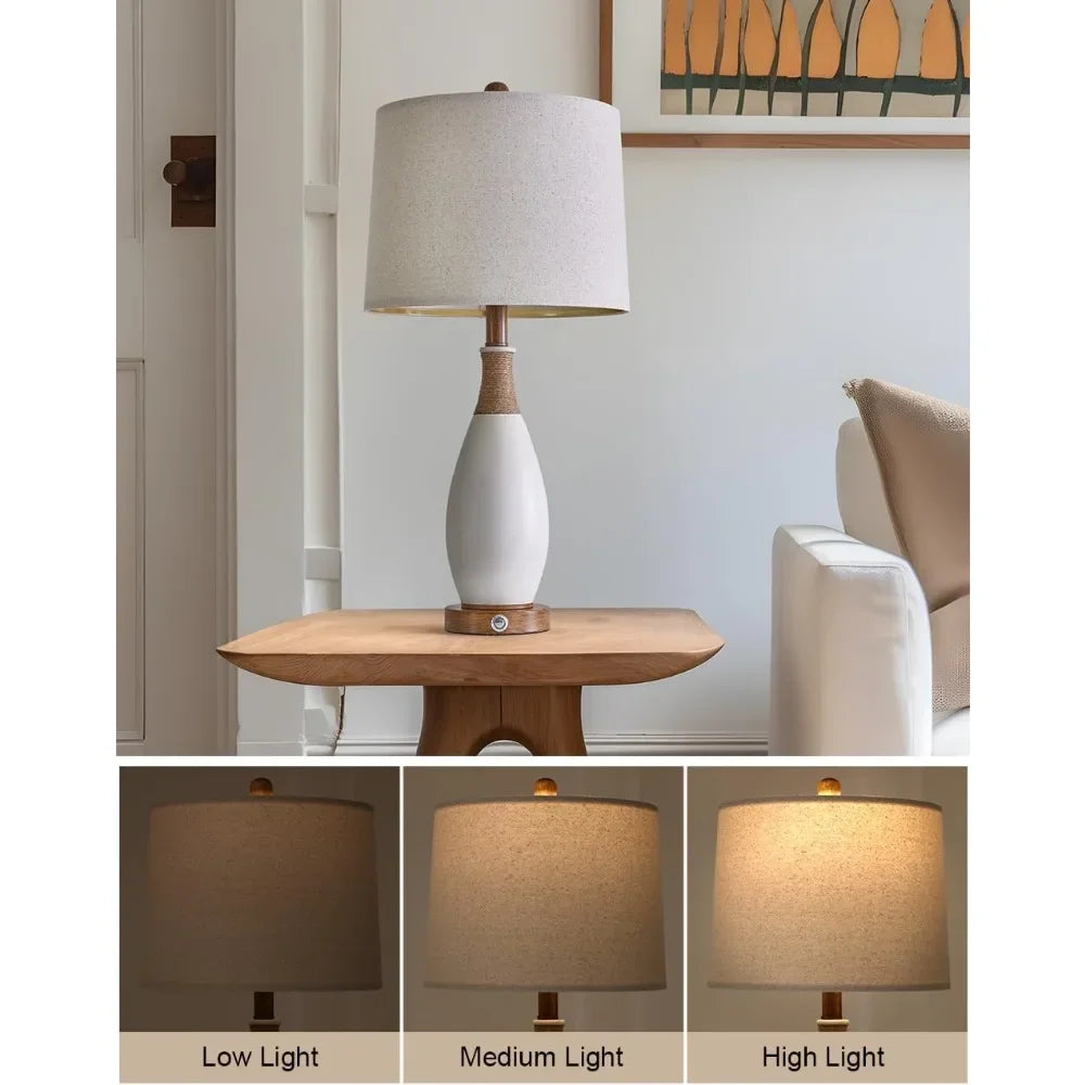 XMSJ Modern Farmhouse Bedside Lamps Set of 2 USB Ports