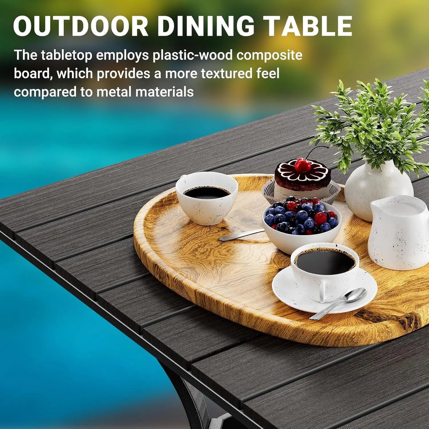 Outdoor Patio Dining Set with 4 Swivel Chairs and Table