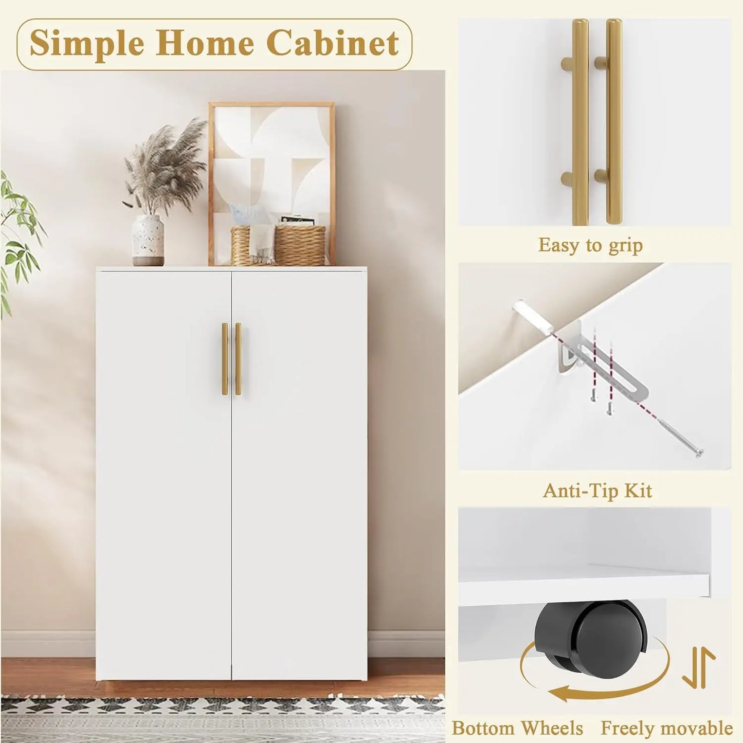 Kitchen Pantry Storage Cabinet With Adjustable Shelves Freestanding