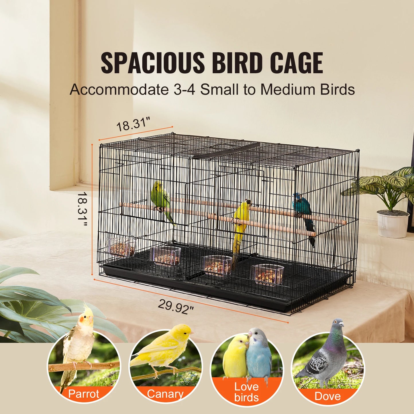 SucceBuy Flight Bird Cage With Divider For Travel And Pets