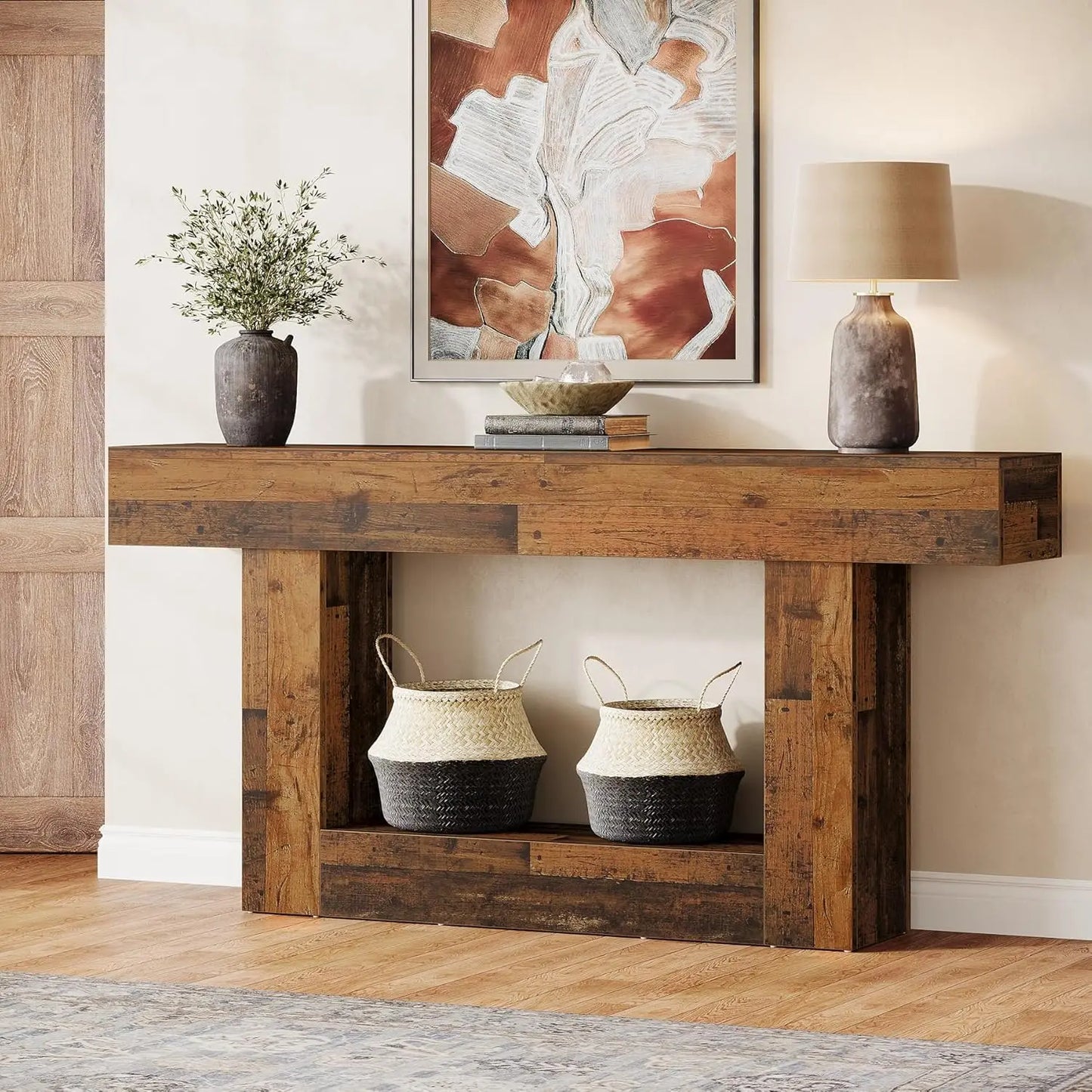 Tribesigns Farmhouse Console Table With U Shaped Base