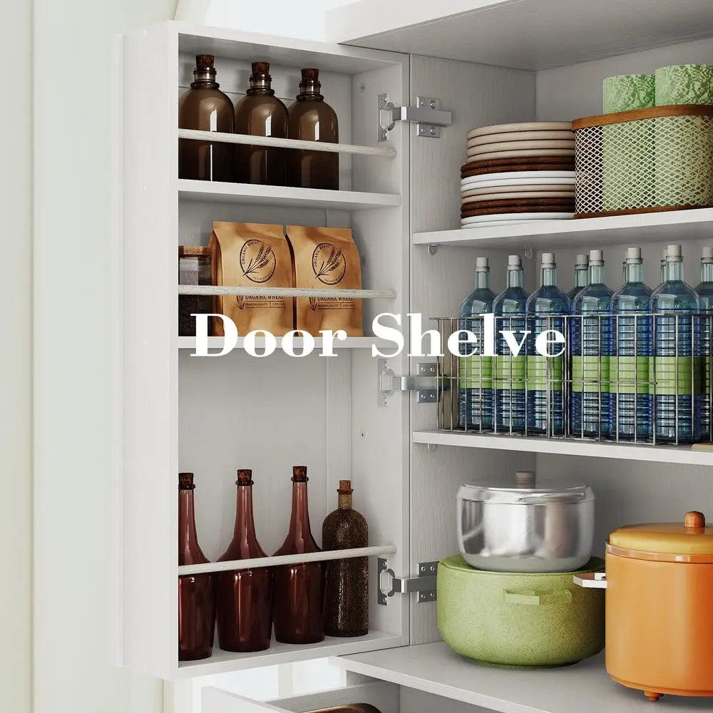 Kitchen Pantry Cabinet Freestanding Cupboard With Drawer And Sliding Storage