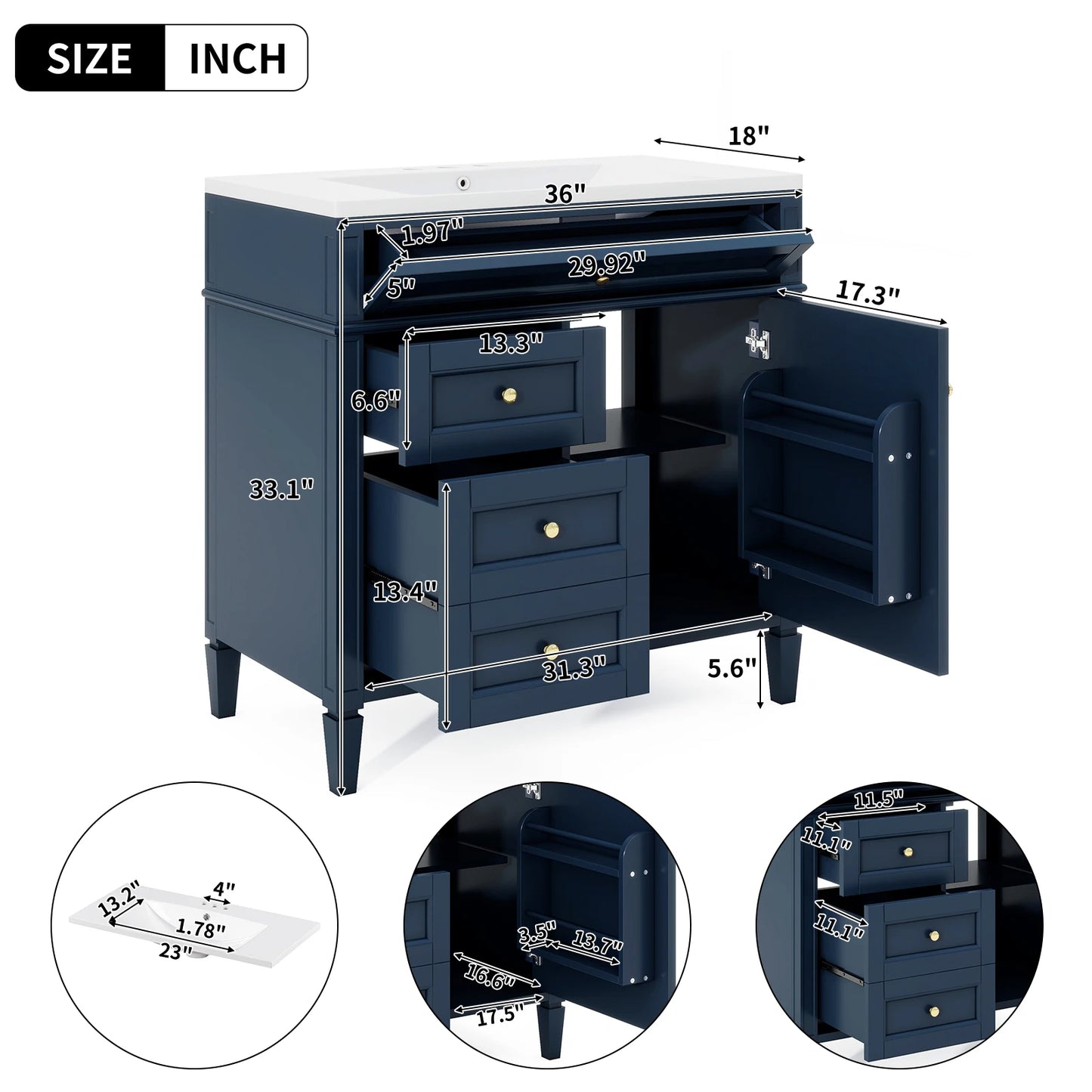 Sh.Kl Modern Bathroom Vanity With Ceramic Sink Cabinet