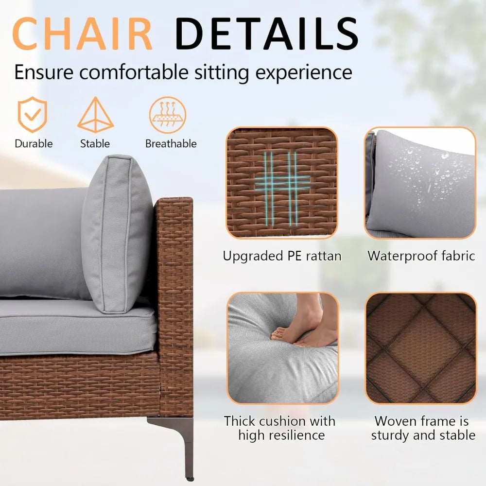 Outdoor Patio Furniture Set With All-Weather Rattan