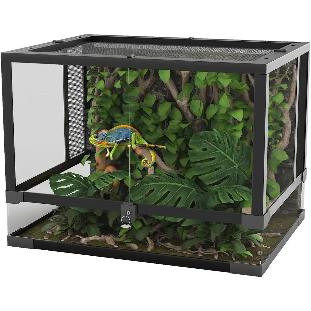 Tempered Glass Reptile Enclosure Lockable For Desert And Rainforest Habitats