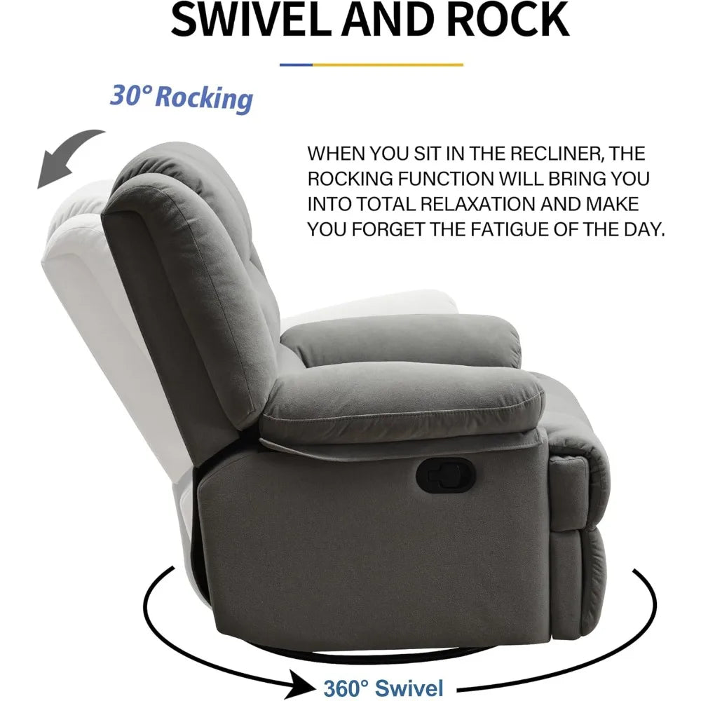 Swivel Overstuffed Manual Glider Rocker Recliner Chair