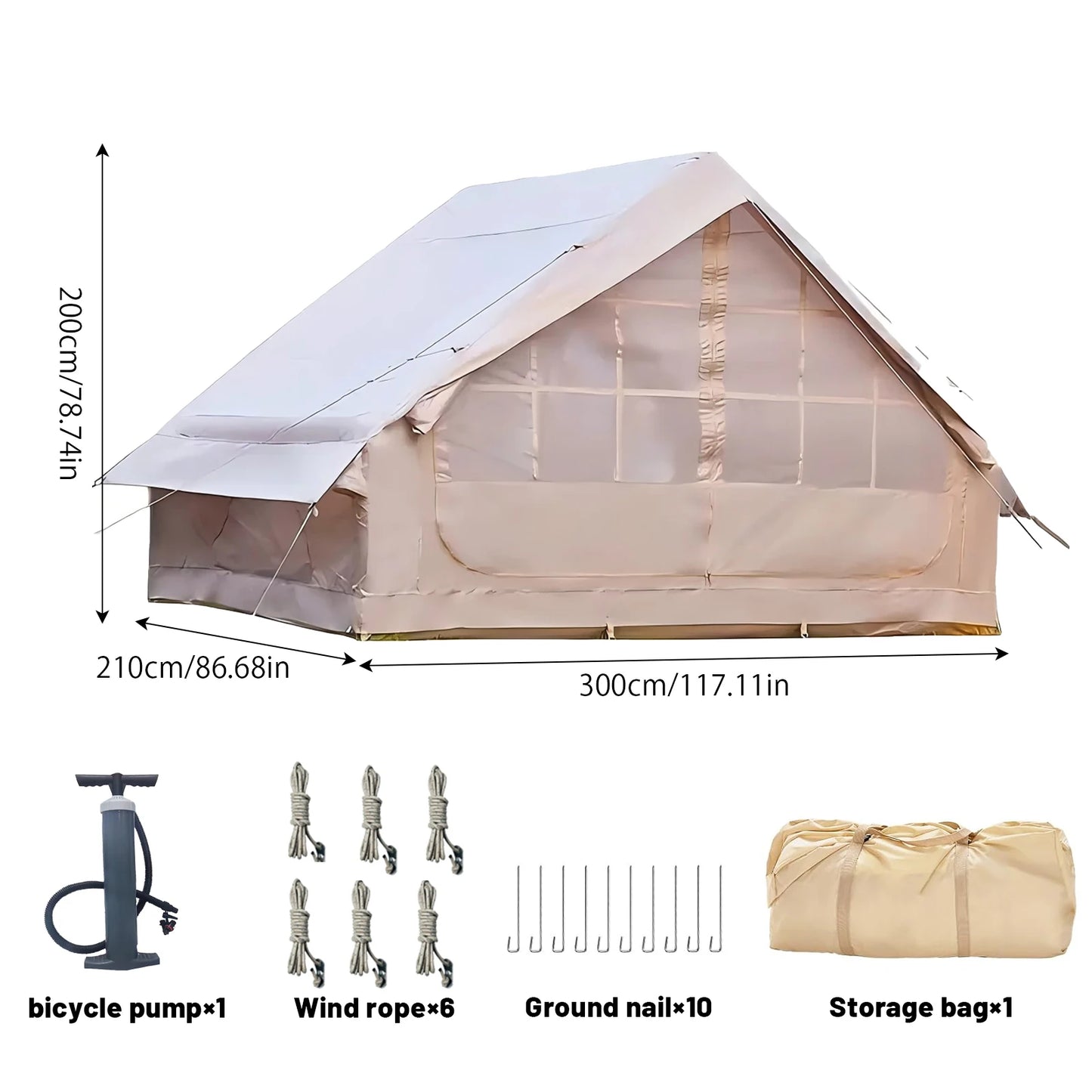 Pakicetus Inflatable Tent With Skylight Quick Setup Family Tent
