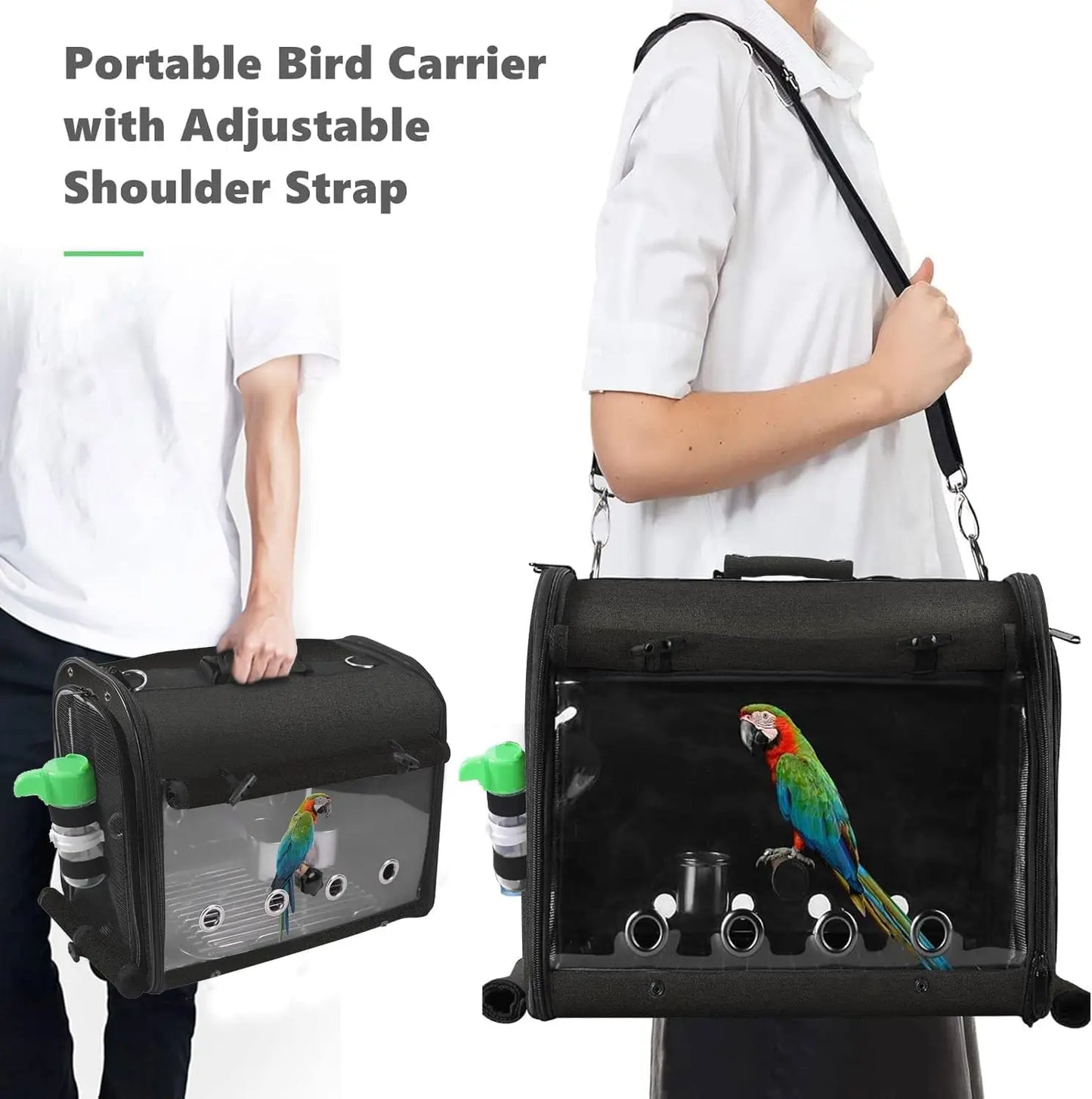 NONEM Lightweight Bird Travel Cage With Stand Backpack Parrot Carrier