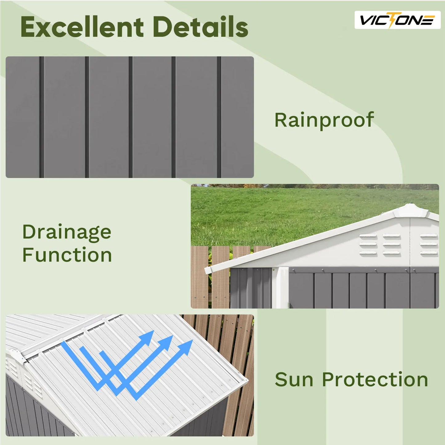 Victone Metal Outdoor Storage Shed With Door Lock For Backyard