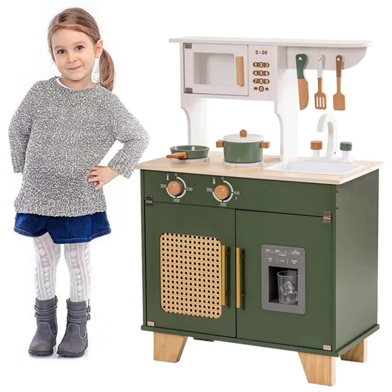 Rolife Kids Kitchen Play Set With Ice Maker Wooden Toy