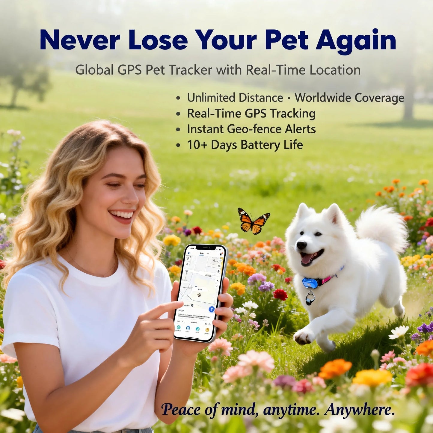 WANWAYTECH GPS Pet Tracker Real Time Tracking For Dogs Cats