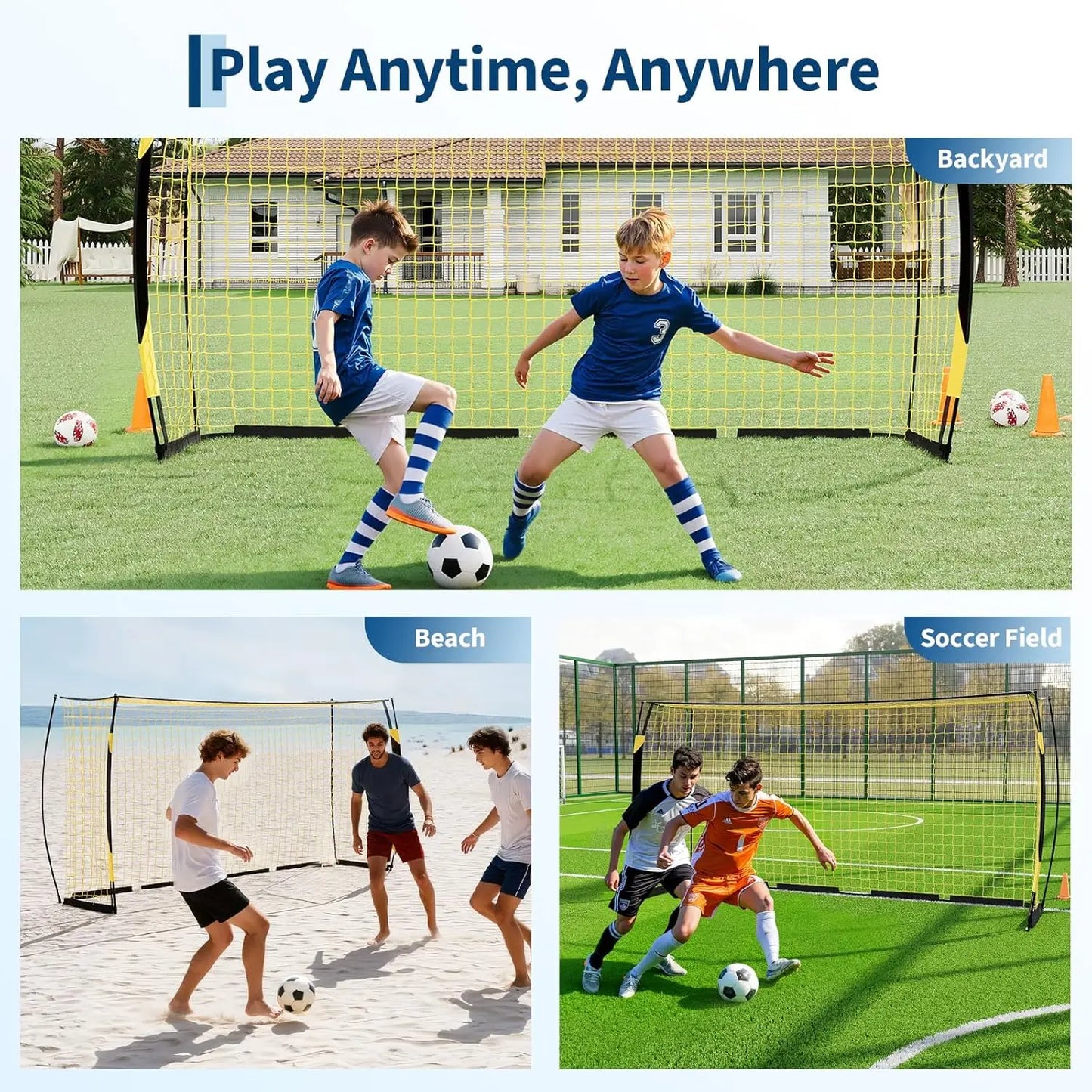 HiMISS Heavy Duty Soccer Goal With Metal Frame For Backyard Training