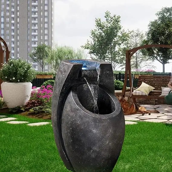 NHCozy Home Modern Two Tier Floor Fountain Indoor Outdoor