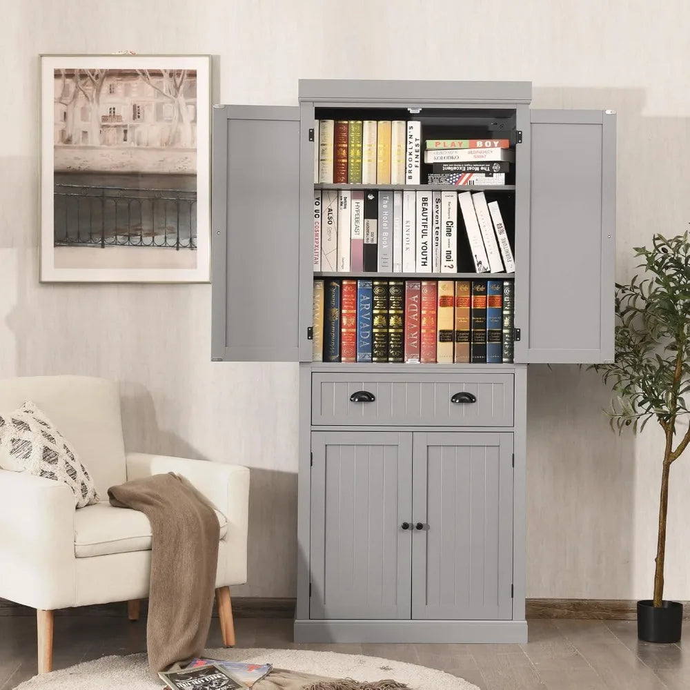 RBXC Kitchen Pantry Cabinet With Adjustable Shelves And Drawer
