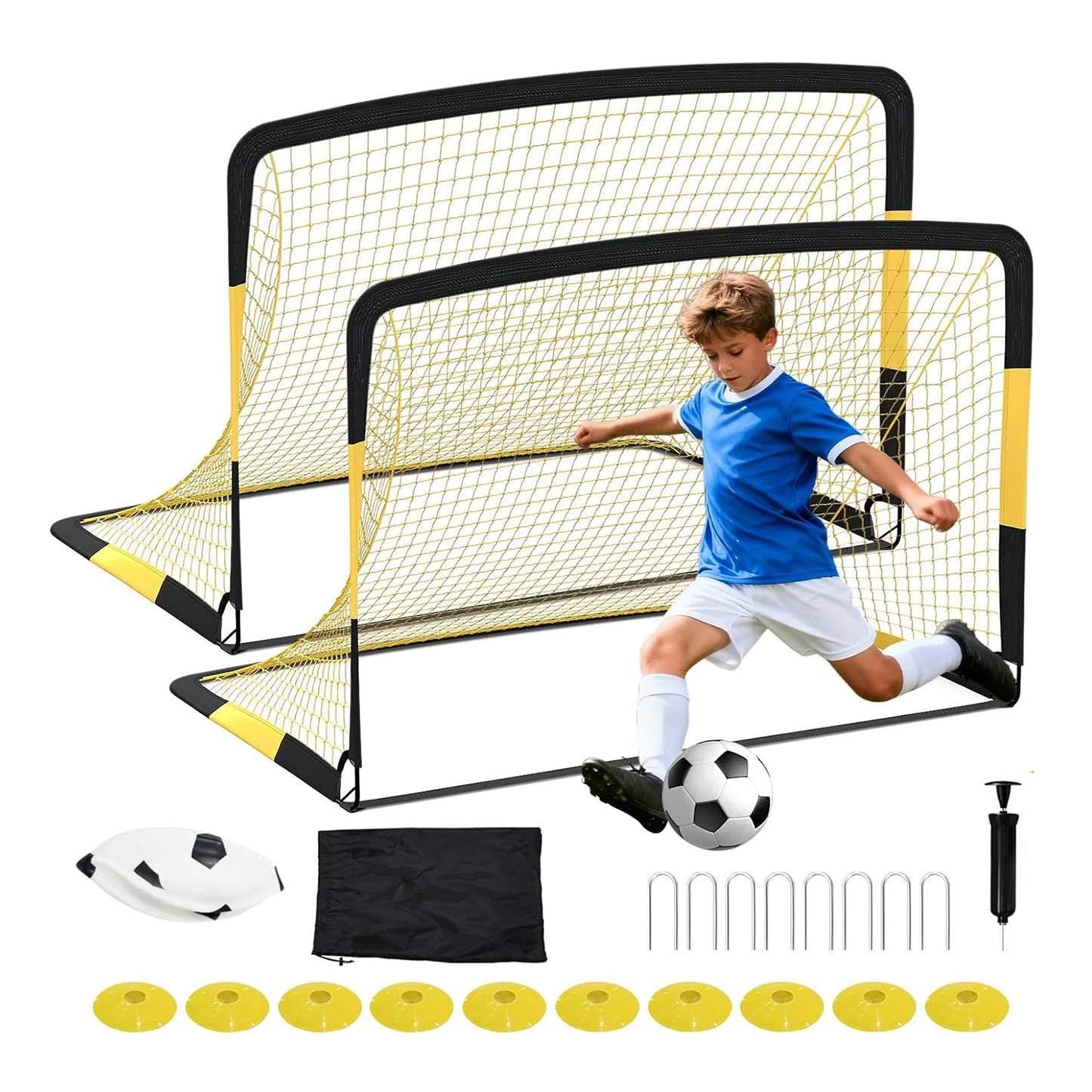 HiMISS Two Pack Backyard Soccer Goals for Training and Outdoor Play