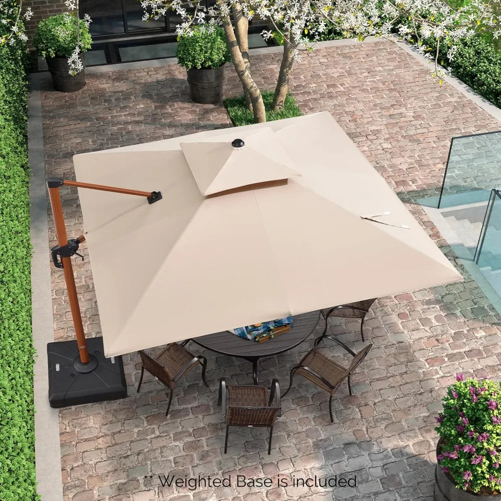 MKDK Patio Umbrella With Base Square Cantilever Windproof