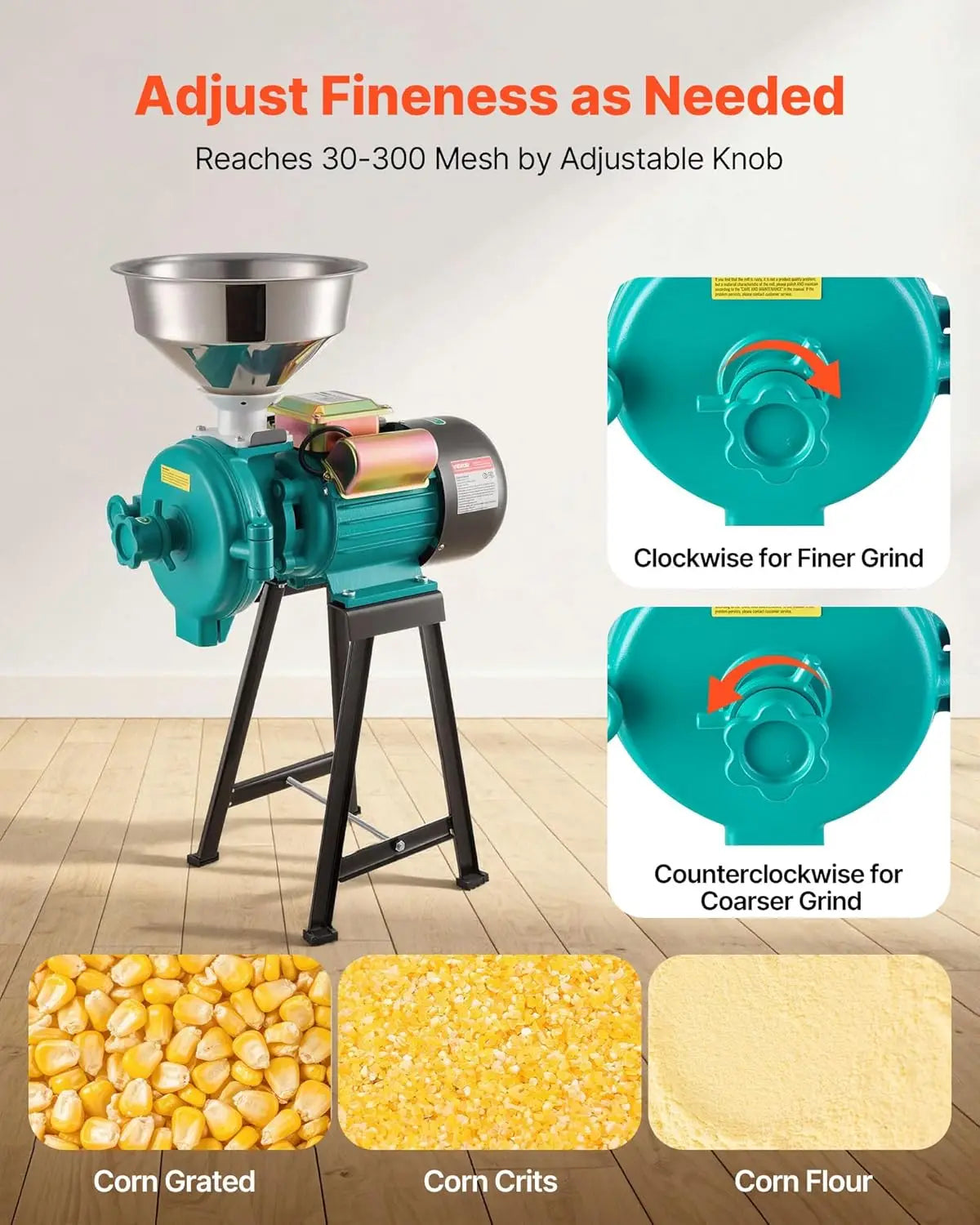 Electric Grain Mill Grinder 1500W Cast Iron Pulverizer Powder Machine