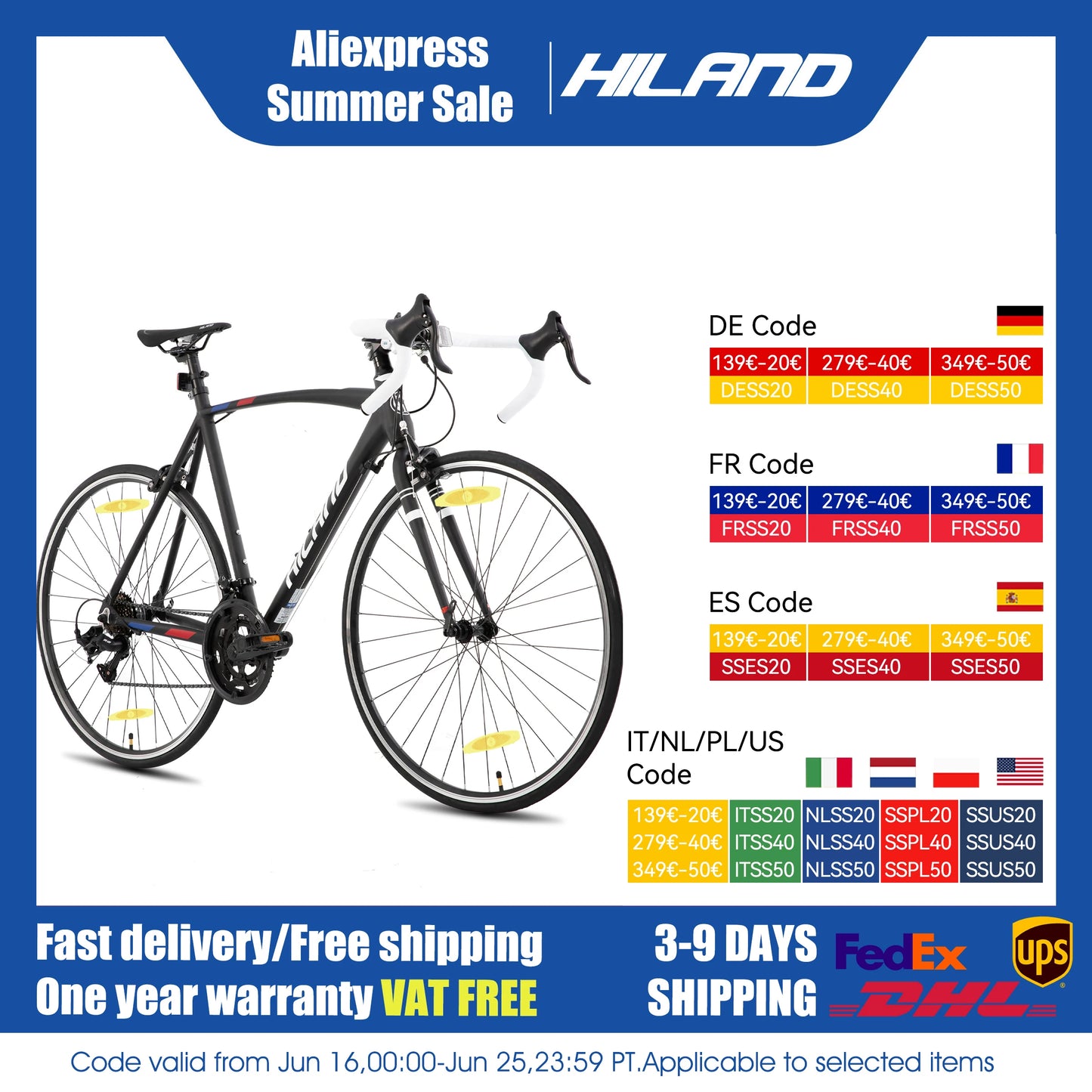 Hiland Lightweight Aluminum Road Bike 14 Speeds Men And Women