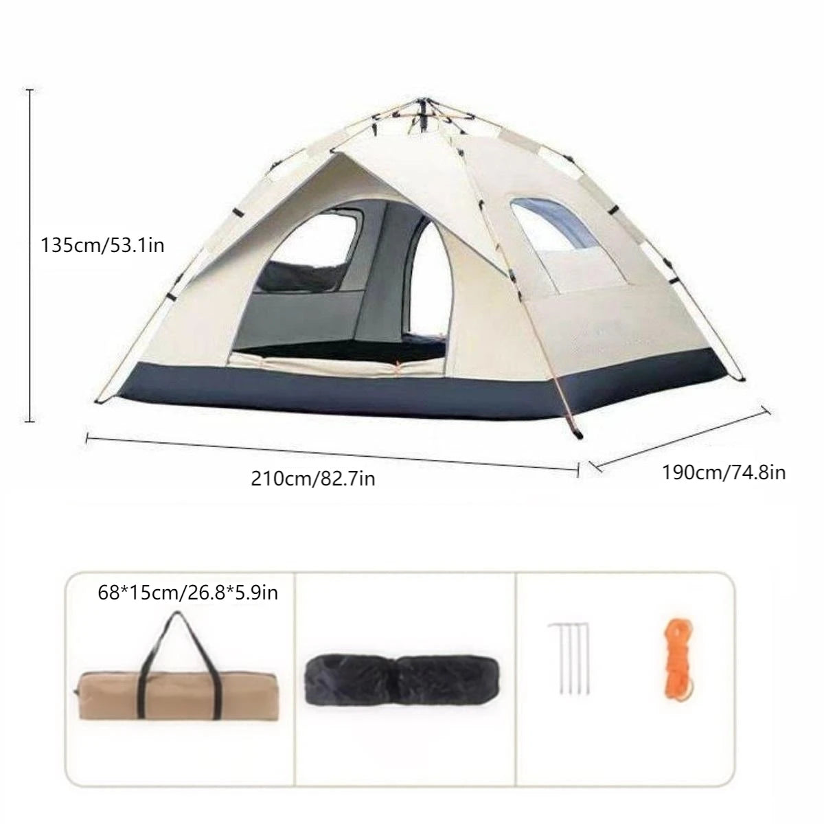 Pakicetus Outdoor Shelter Sunshade Camping Tent With Dual Doors