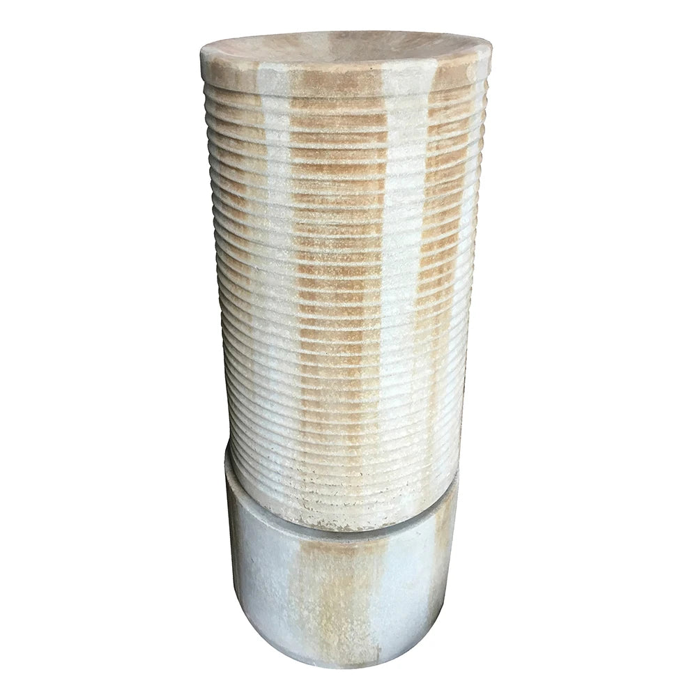 Modern Cylinder Ribbed Tower Water Fountain for Outdoor Garden
