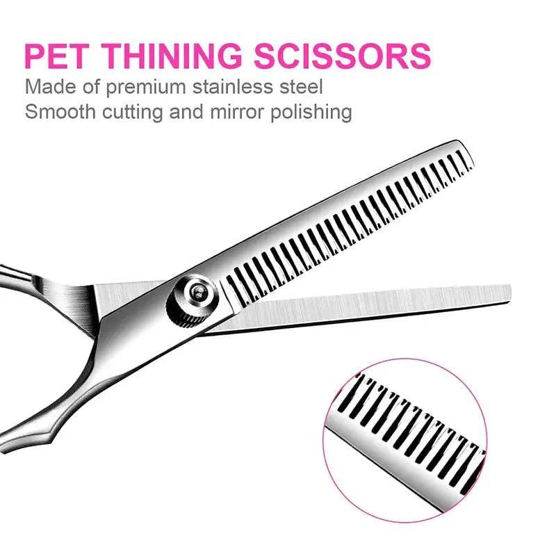 Titanium Coated Dog Grooming Scissors With Safety Round Tips