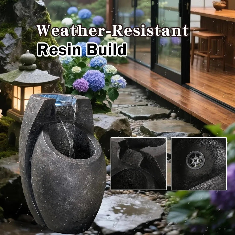 NHCozy Home Modern Two Tier Floor Fountain Indoor Outdoor