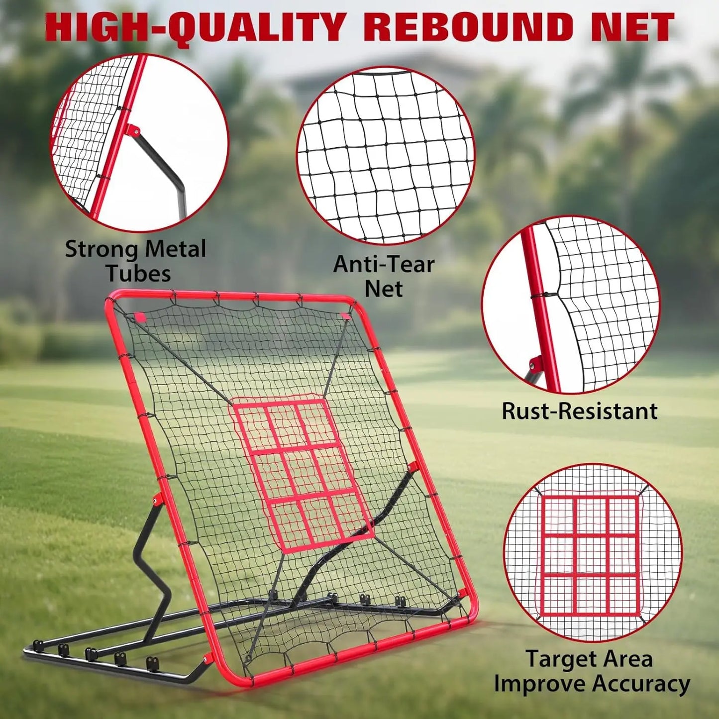 HiMISS Baseball Rebounder Net With 5 Adjustable Angles