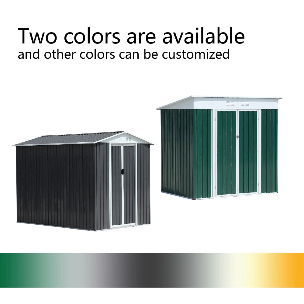 Outdoor Waterproof Garden Tool Shed With Apex Roof Sliding Doors