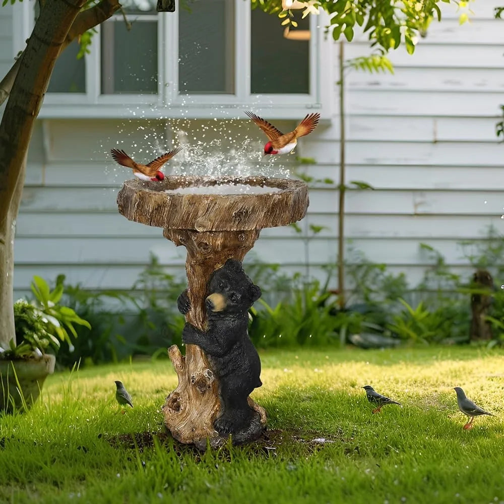 Hamiedun Pedestal Bird Bath For Garden Outdoor Resin Fiber