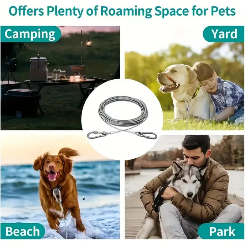 Double Headed Dog Tie Out Cable Leash Stainless Steel Buckle
