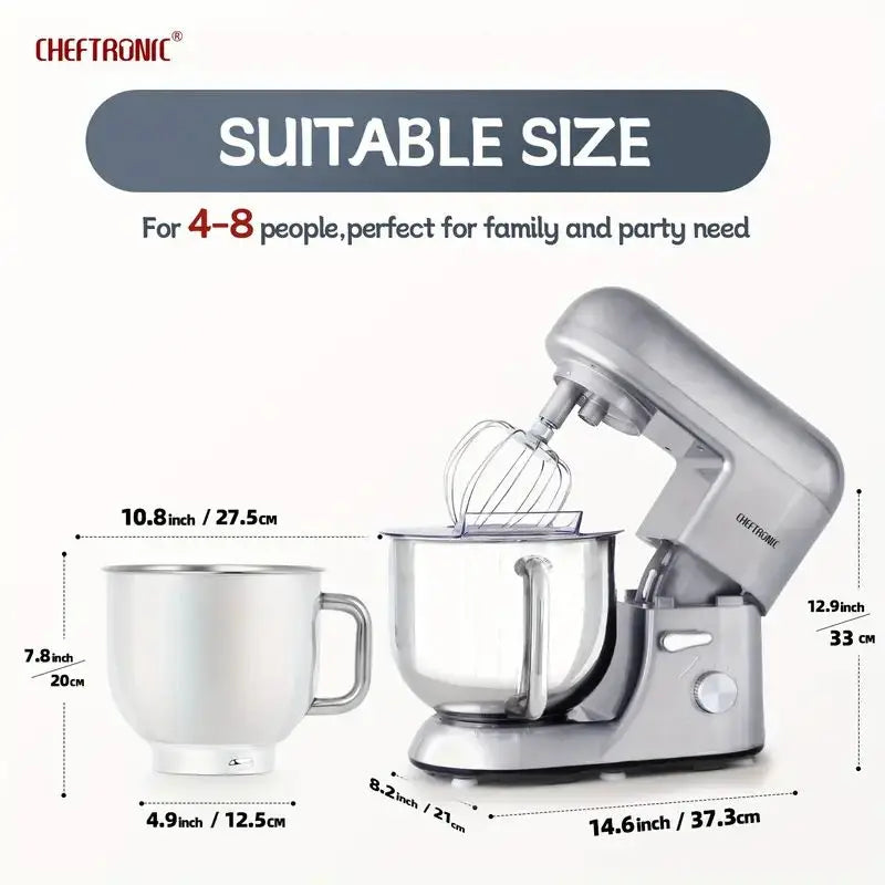Cheftronic 6-Speed Tilt-Head Stand Mixer Stainless Steel Bowl