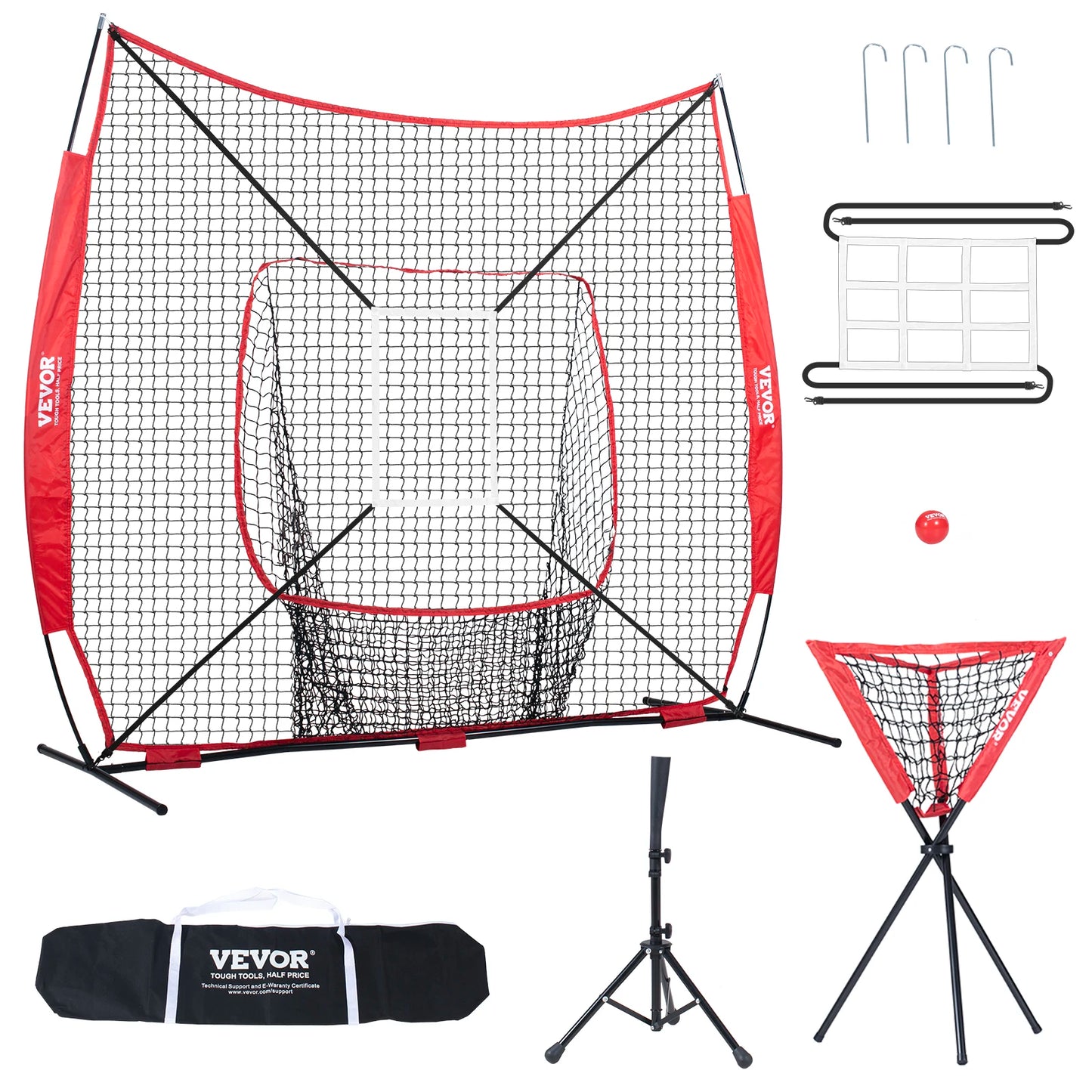 Portable Baseball Softball Practice Net With Carry Bag And Ball Collector