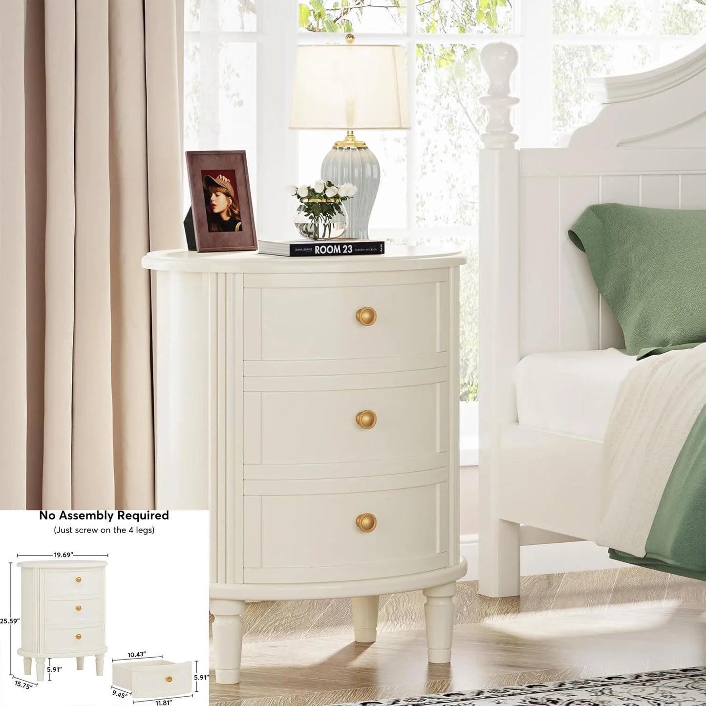 Little Tree Nightstand With 2 Drawers And Open Shelf