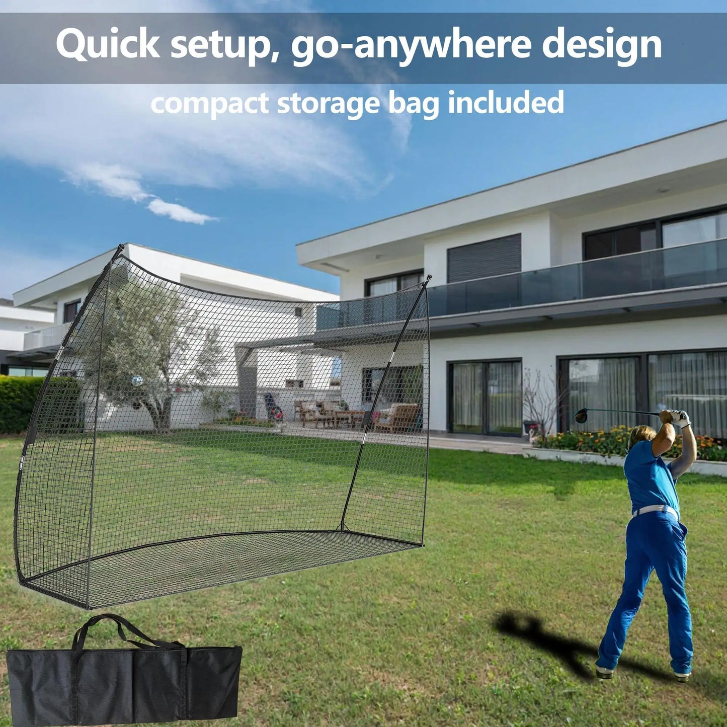 Golf Practice Net Portable Backyard Hitting Net With Carry Bag