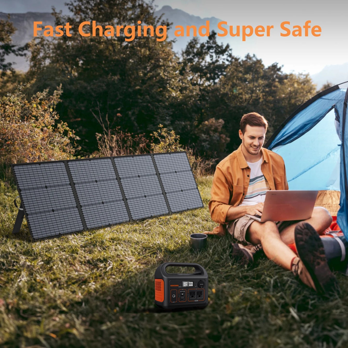 MHPOWOS 220W Portable Solar Panel Kit Folding Charger