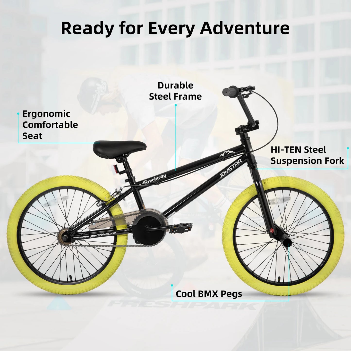JOYSTAR Brockway Freestyle Kids BMX Bike For Beginners 2 Pegs
