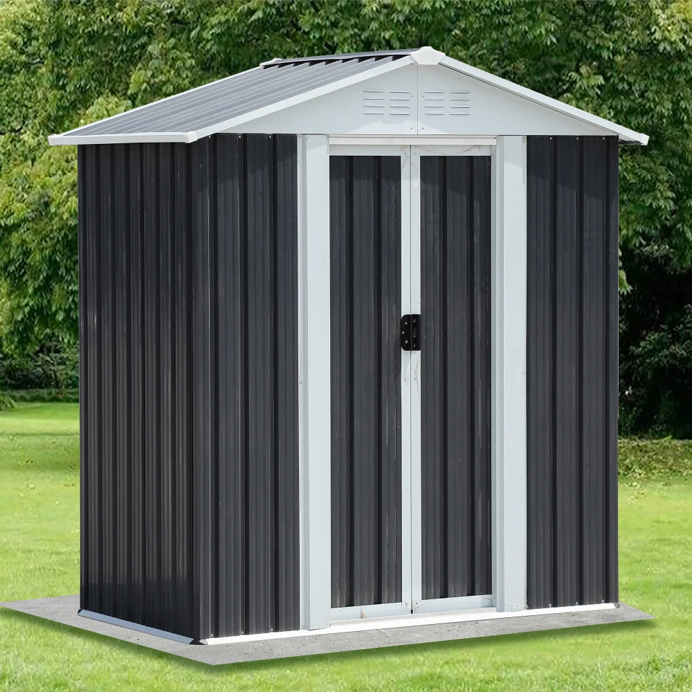 Outdoor Waterproof Garden Tool Shed With Apex Roof Sliding Doors
