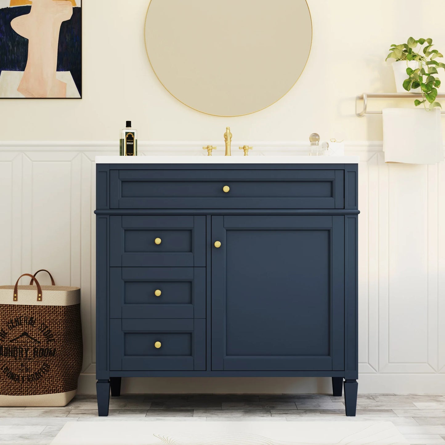 Sh.Kl Modern Bathroom Vanity With Ceramic Sink Cabinet