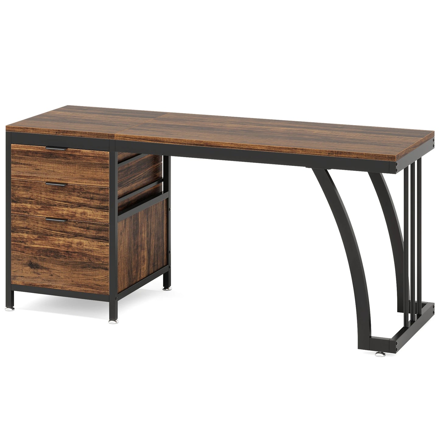 Tribesigns Computer Desk With Three Drawer Reversible Design For Study