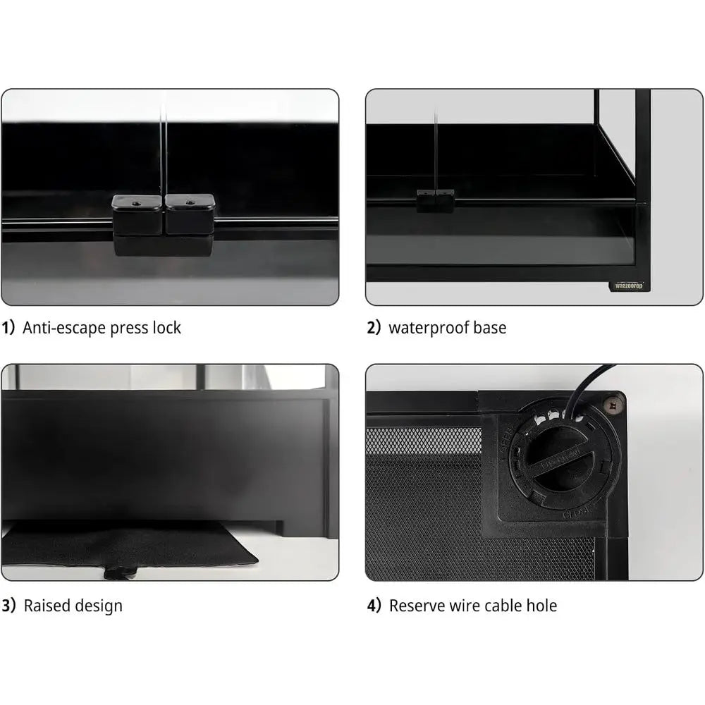 Tempered Glass Reptile Tank 23 Gallon Dual Doors Top Vent